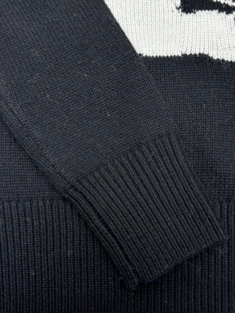 Burberry Black Crewneck with White Logo Intarsia - Picture 3 of 9